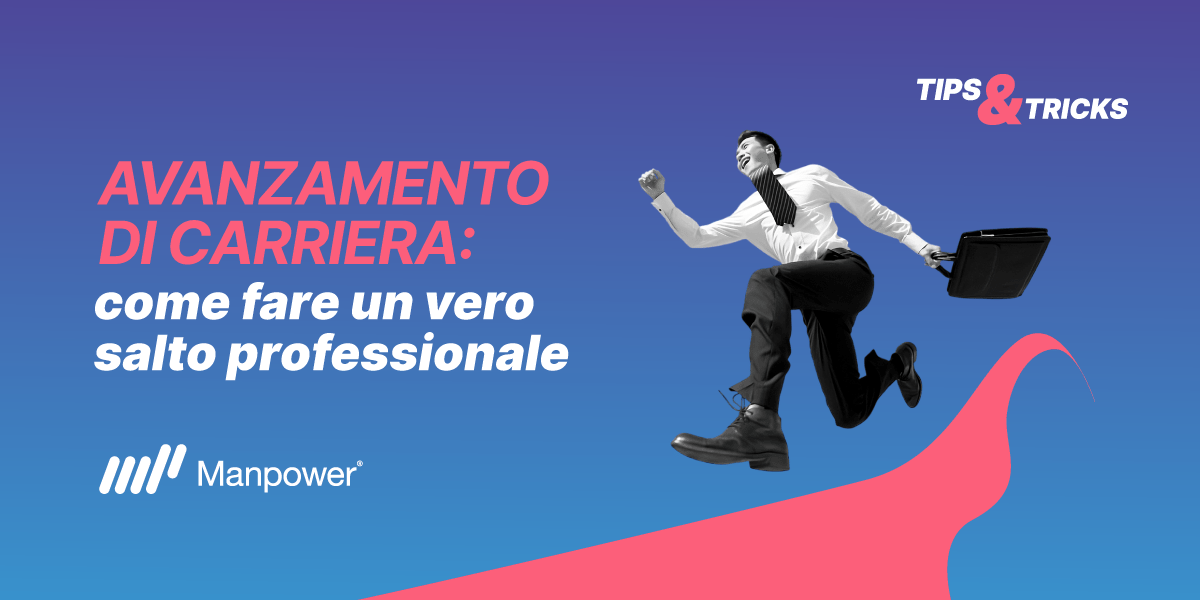 Avanzamento di carriera | Immagine di anteprima con l'immagine in bianco e nero di un impiegato che corre