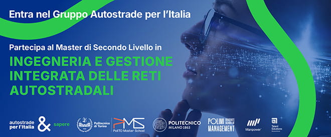 Master ingegneria e gestione integrata | Immagine di una donna che guarda verso sinistra, sono presenti titolo del master e i loghi dei partner