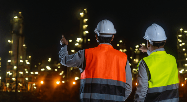 Indennità di turno | Immagine di anteprima dell'articolo con lavoratori di un impianto energetico durante turno di notte